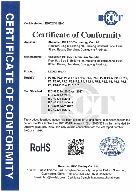 China Shenzhen MP LED Technology Co.,Ltd certificaten
